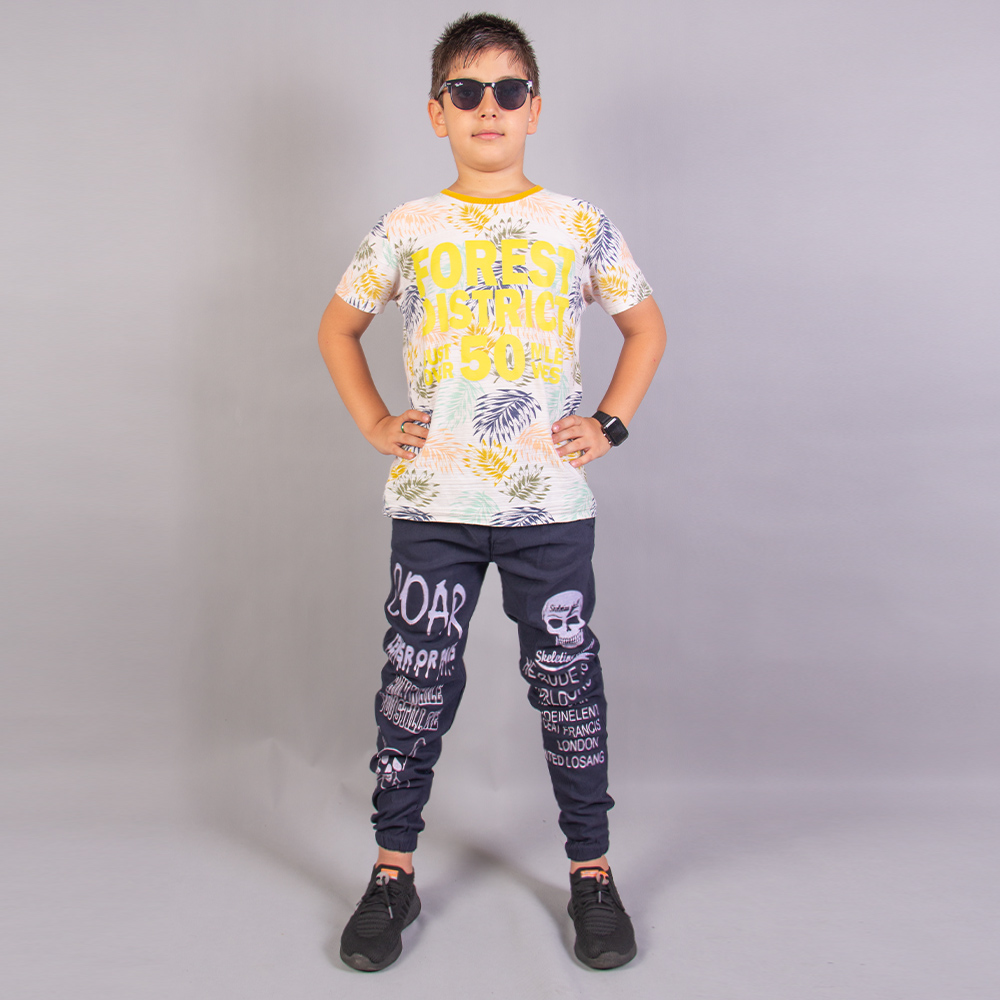 شلوار اسلش پسرانه طرح اسکلت سرمه ای